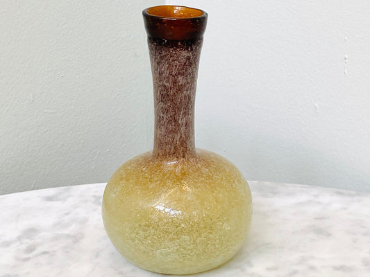 Vintage Handblown Stretched Amber Art Glass Vase - Home Decor