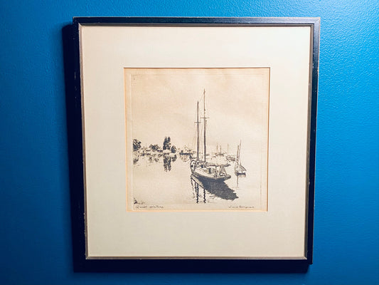 Lionel Barrymore - Signed Etching - Title: 'Quiet Waters' - Wall Decor - Wall Art