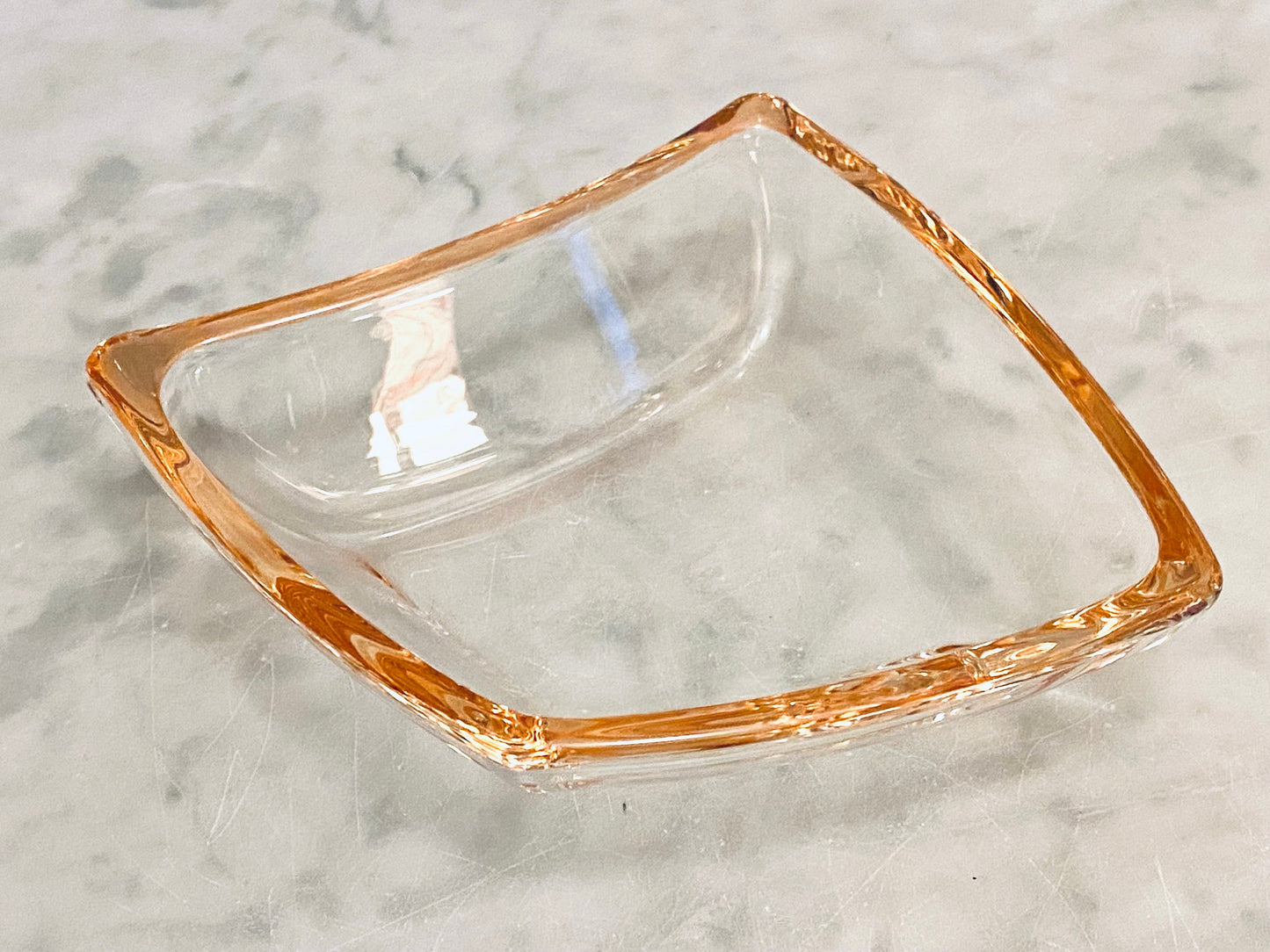 Vintage Luigi Bormioli Michelangelo Orange Peach Three Piece Serving Bowls - Entertaining - Glassware