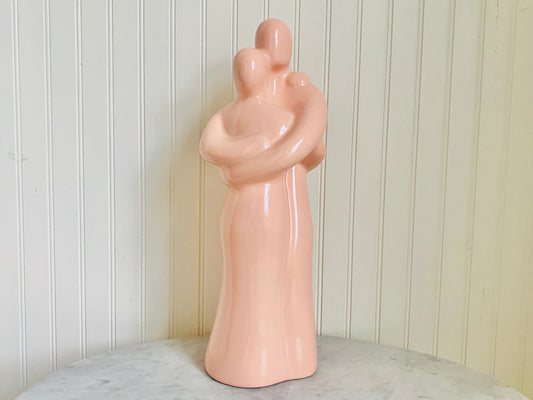 Vintage Haeger 1980s Pink Modern Lovers Embrace Statue - Home Decor - Art