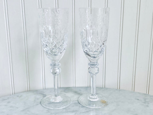 Vintage (Set of 2) Gallia by Ragaska Handblown Crystal 8 1/4 Fluted Champagne Glasses - Discontinued - Barware - Crystal Glass - Glassware