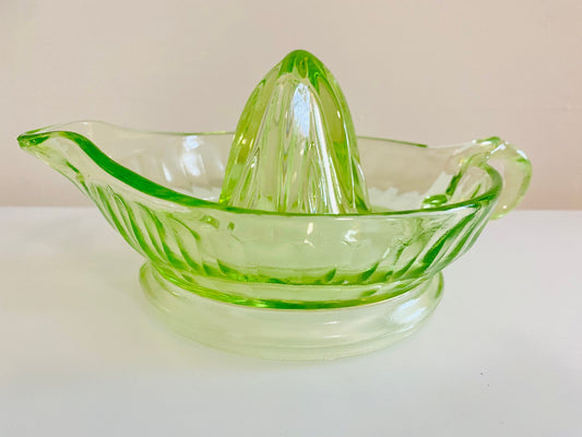 Vintage Uranium Green Vaseline Glass Juicer - Citrus Reamer - Home Decor