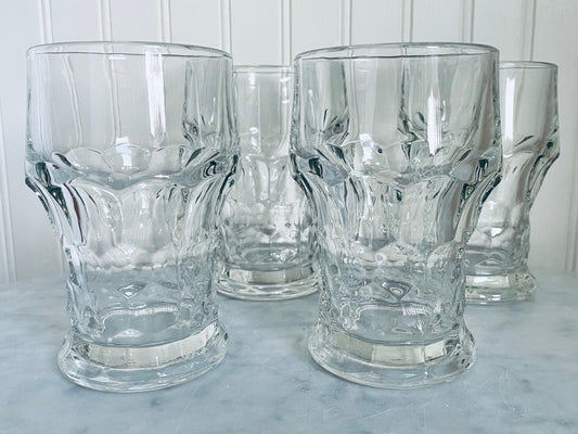 Vintage (Set of 4) Georgian Clear Honeycomb Tall Rocks Glass - Barware - Bar Glasses - Glassware