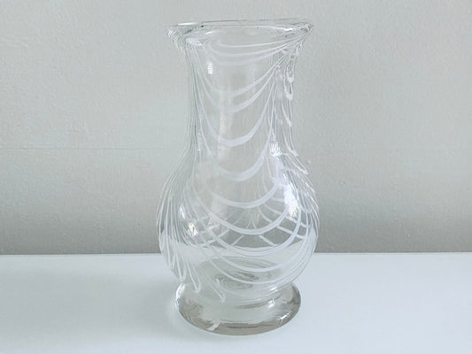 Vintage Handblown Art Vase White Swirl Design Signed By Artist - Art Glass - Home Decor