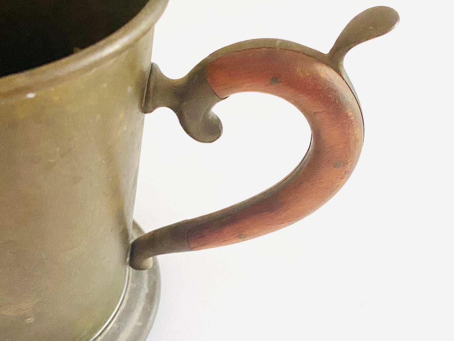 Antique Victorian Brass Tankard With Inlaid Wood Handle - Brass Collectible  - Tankards - Home Decor