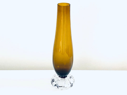 Vintage Bo Borgstrom Aseda Glasbruk Amber Bud Vase - Home Decor