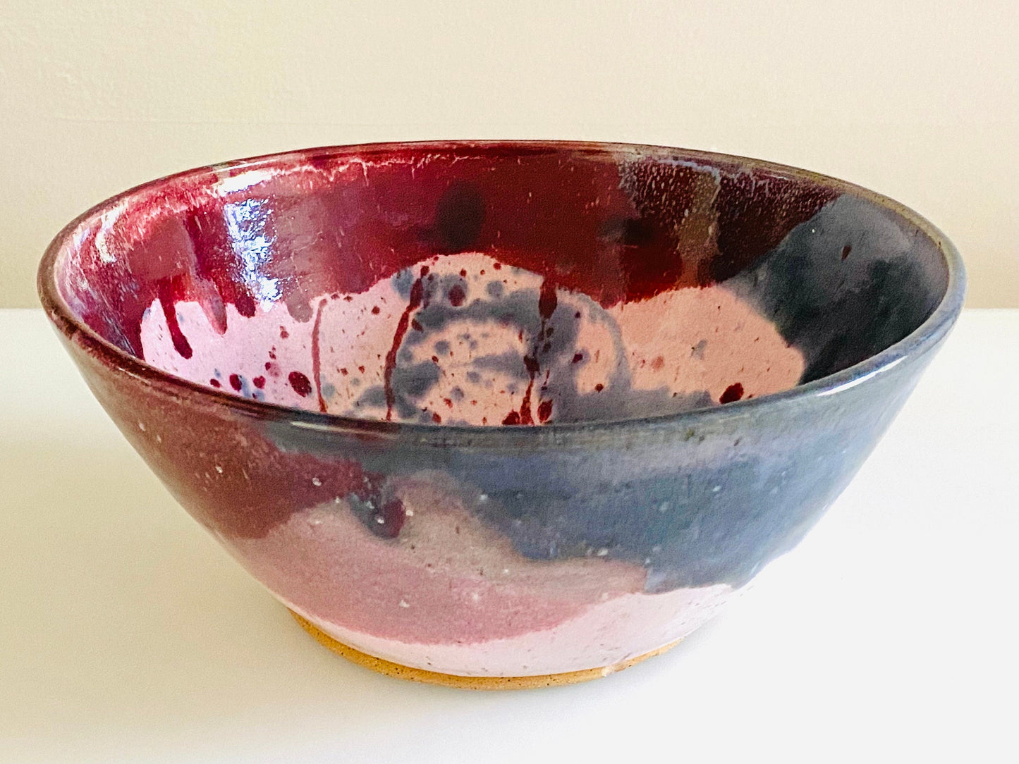 Vintage 80s Studio Pottery Nesting Bowl Set Purple, Plum and Pink - Signed Bryant - Hand Thrown - Hand Made