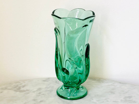 Vintage Fenton Handblown Sea Mist Green Vase - Art Glass - Home Decor - Coastal Decor