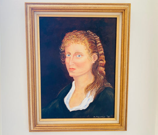 D Molinelli - Portrait Of A Lady- Oil On Canvas Foam Board - Framed Fine Art - Signed Unknown Artist - Wall Decor - Wall Art