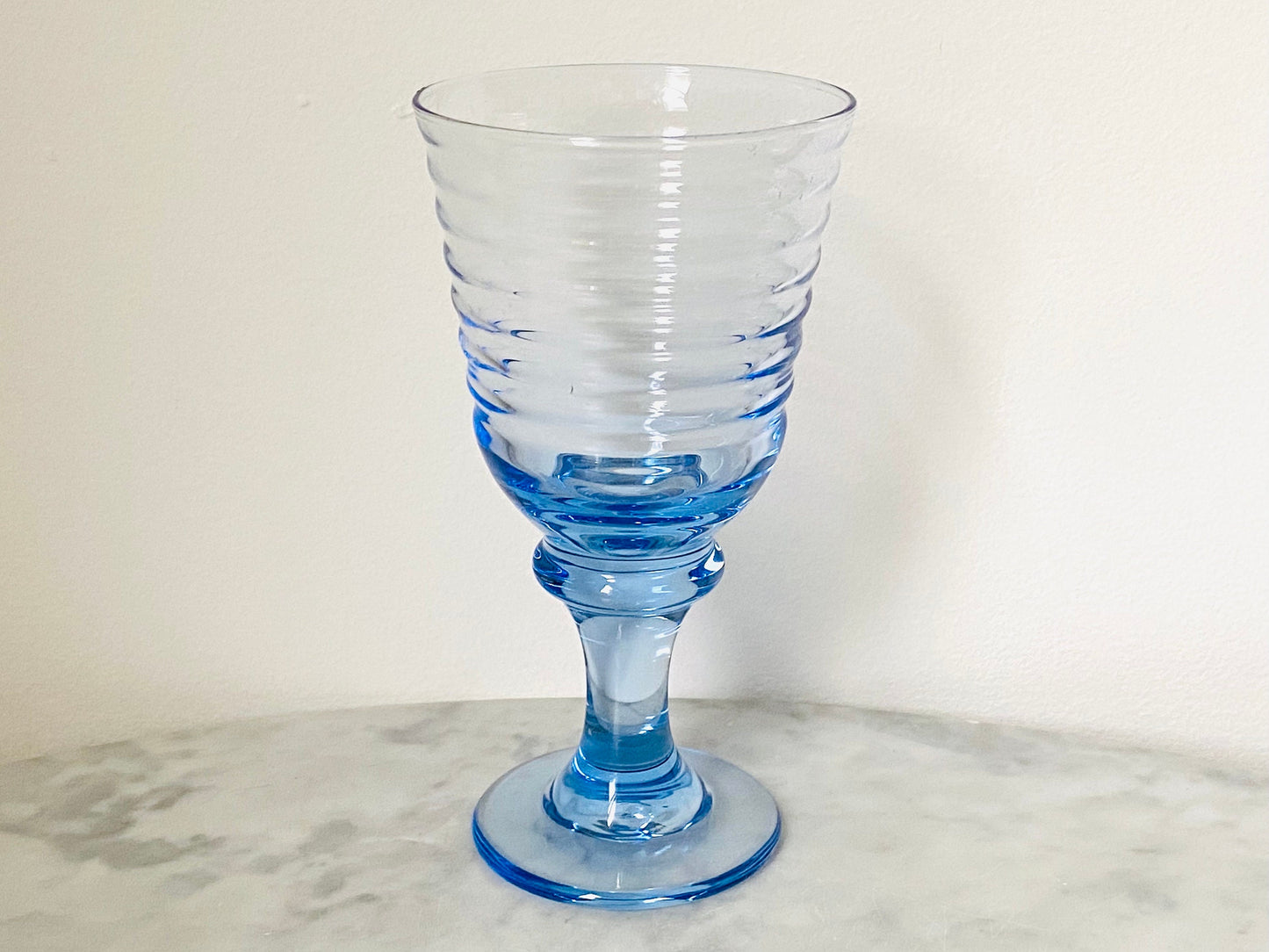 Vintage (Set of 4) Libbey Sirrus Blue Water Ice Tea Water Goblets - Barware - Bar Glasses - Glassware