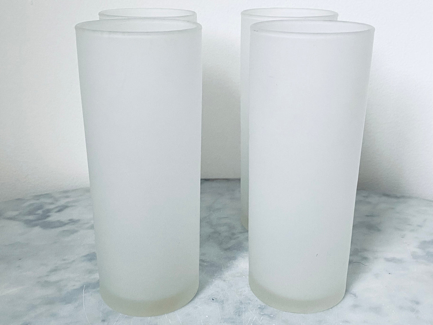 Vintage (Set of 4) White Frosted Collins Cocktail Glasses - Barware - Vintage Glassware