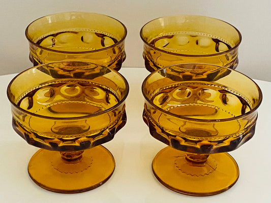 Vintage (Set of 4) Indiana Glass Colony Amber Cocktail Sherbet Glass - Barware - Entertaining - Colorful Vintage Glassware