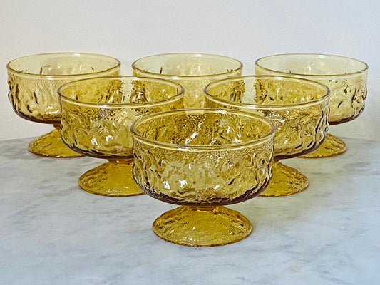 Vintage (Set of 6) Anchor Hocking Honey Amber Cocktail Sherbet Glass - Barware - Entertaining - Colorful Vintage Glassware