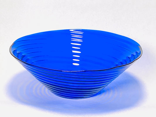 Vintage Vetreria Etrusca Cobalt Blue Ribbed Glass Bowl- Art Glass - Home Decor