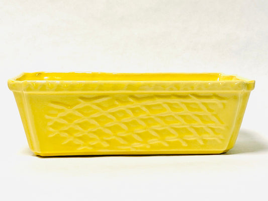 Vintage Cookson Pottery Yellow Basket Weave Pattern 401 Planter - Flower Pot - Home Decor