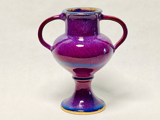 Vintage David Chohlidakis Purple Blue Flambe Art Pottery Double Handle Vase - Home Decor - Studio Pottery